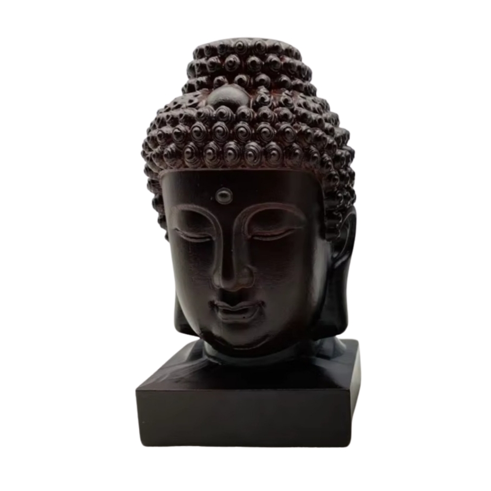 Dark Brown Buddha‎ Head Statue Zen Decor